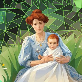 Une mère et son enfant dans la prairie sur Low Profile