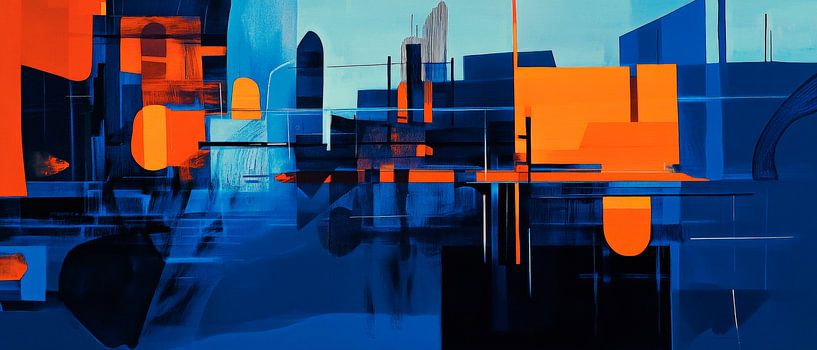 Abstract composition in blue and orange by Poster Art Shop