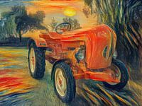 Tractor Porsche in de stijl van Edvard Munch