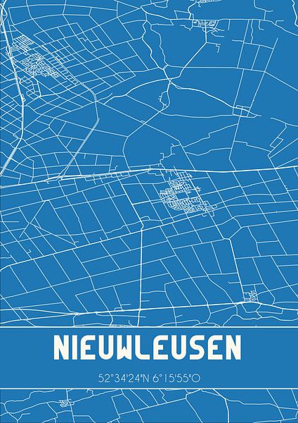 Blueprint | Carte | Nieuwleusen (Overijssel) par Affiches de lieux