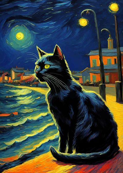 Le chat noir et le rivage par MIROKKU