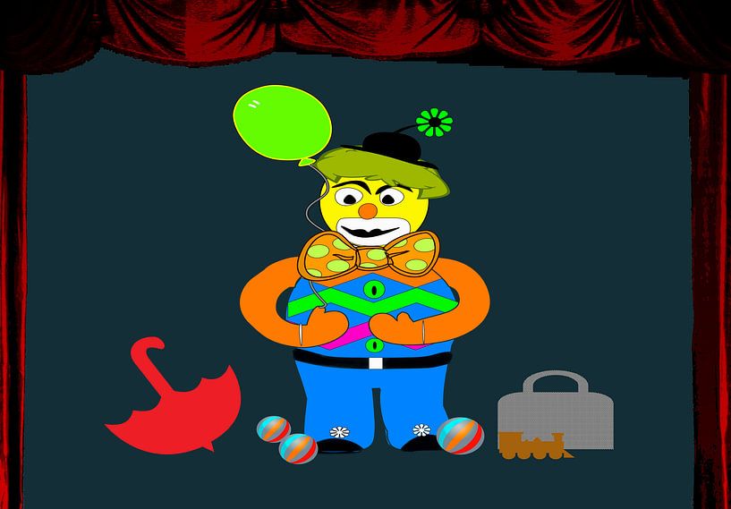 Kinderzimmerbild  -  Clown auf der Bühne von Roswitha Lorz