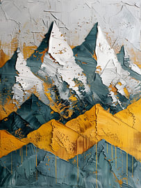 Sommets alpins en ocre et en relief blanc