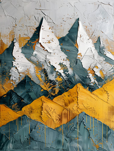 Alpine Peaks in Ochre-Yellow and White Relief