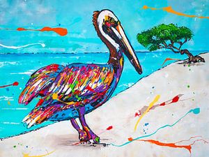 Pelikaan in Aruba van Happy Paintings