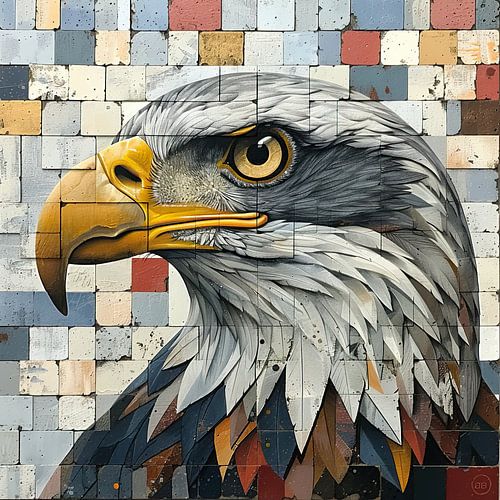 Aigle sur fond coloré