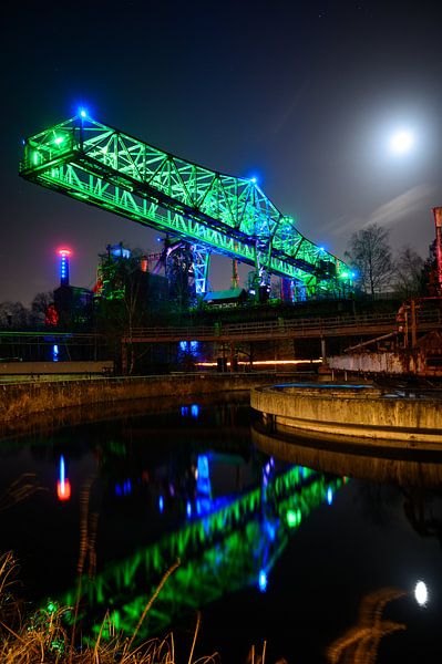 Landschaftspark Duisburg met volle maan van Marcel Rieck