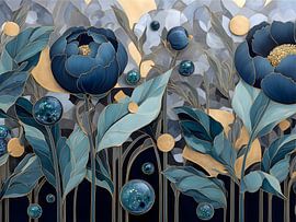 Abstract: Blauwe bloemenbloei van IamHome Studio