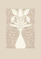 Grafische kunst Tulpen in vaas – Beige 2.0 – Muur galerie - Japandi – Abstract