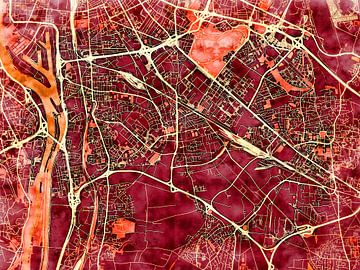 Map of Vénissieux with the style 'Amber Autumn' by Maporia