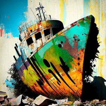 Schipbreuk gestrand Kleuren Roest Graffiti Vergankelijkheid Kunst van gm_designs