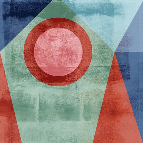 Modernisme vormen. Abstracte geometrische kunst in vintage stijl. Terra, groen, blauw.