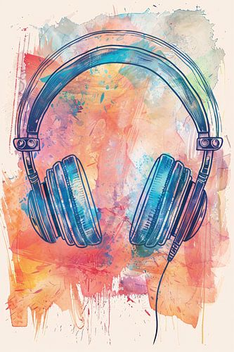 Casque d'écoute abstrait avec éclaboussures de peinture