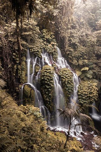 Enchanting waterfall in Bali's jungle, Indonesia