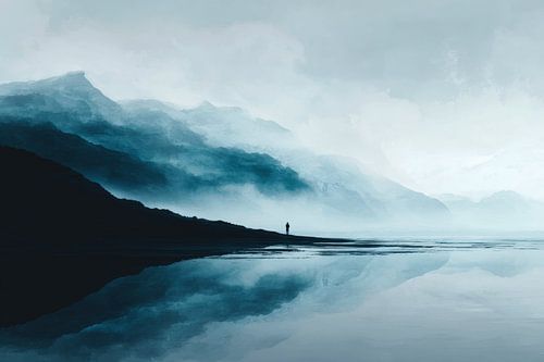 Landscape Reflection in Misty Silence