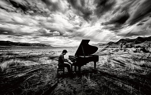 dramatic monochromatic visual pianis