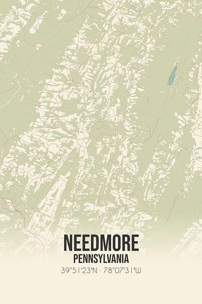 Alte Karte von Needmore (Pennsylvania), USA. von Ortsdrucke