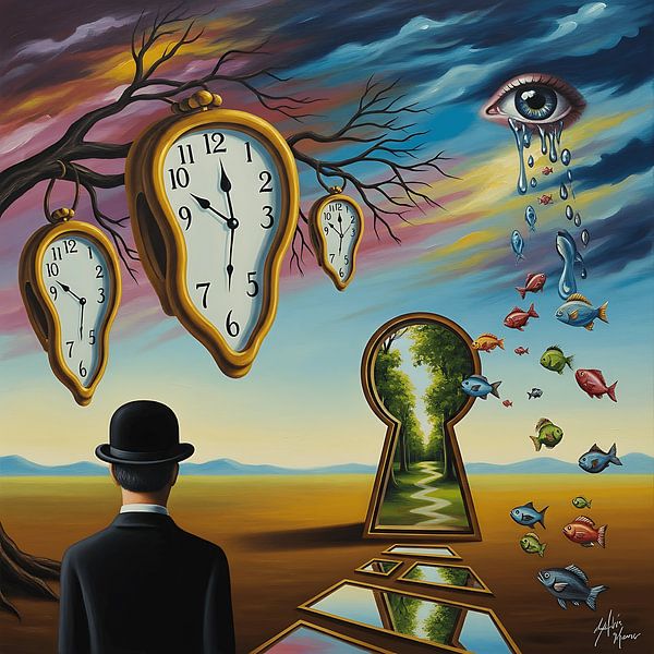 Traumhafte surrealistische Kunst - Abstrakte Fantasievision mit symbolischer Vorstellungskraft von Aden Pink Galerry