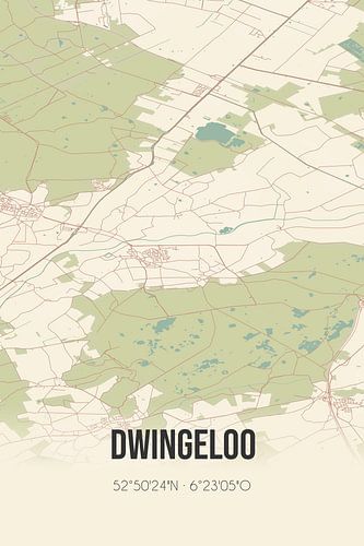Vintage landkaart van Dwingeloo (Drenthe)