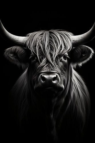 Minimalist animal portrait in black and white