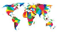 Geometrische Weltkarte mit fröhlichen Farben von Wereldkaarten.Shop Miniaturansicht