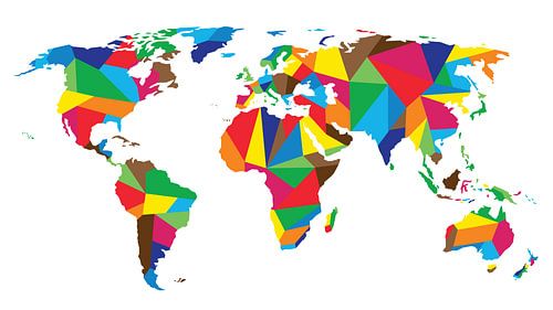 Geometric World Map with cheerful colors
