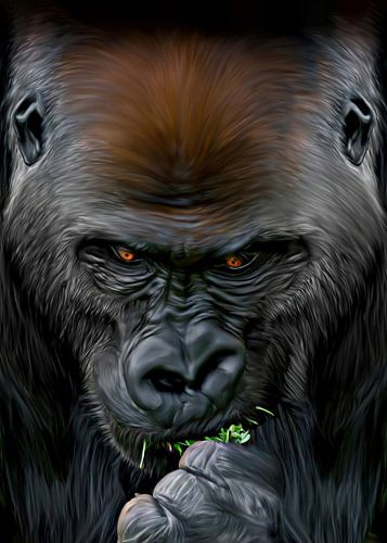 Gorilla schilderij eten