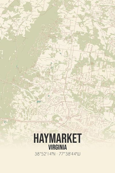 Alte Karte von Haymarket (Virginia), USA. von Ortsdrucke