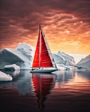 Sailboat in front of the ice by fernlichtsicht
