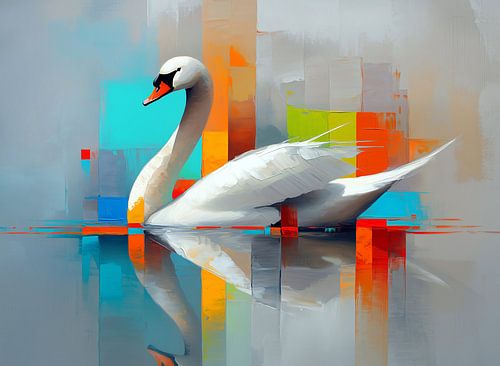 Swan Abstract by Jacky