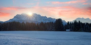 romantic winter sunset bavarian alps with beautiful sky by SusaZoom