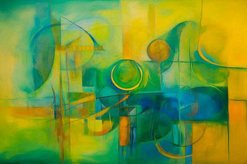 Groen Geometrisch - Levendig Abstract Schilderij