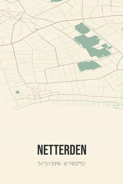 Carte ancienne de Netterden (Gueldre) par Affiches de lieux