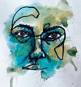 Portrait coloré avec des lignes abstraites