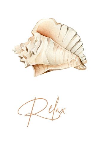 Relax – Neutrale Aquarel Schelp | Rustgevende Minimalistische Wanddecoratie