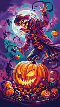 SKULL GHOST HALLOWEEN WPAP POP ART ILLUSTRATION MAGIC – FUN & FESTIVE METAL POSTER