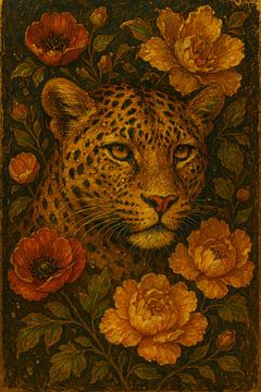 Majestueuze Luipaard in Bloemenpracht van But First Framing
