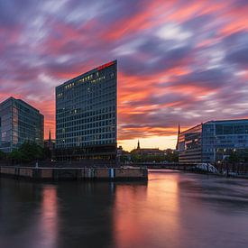 Dusk at the Spiegel building in Hamburg by Oliver Preuss