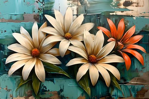 Abstracte bloemen met levendige kleuren