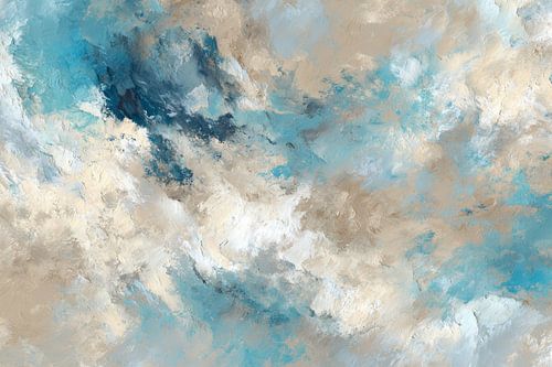 Abstract Expression Blue Beige Cloud Movement