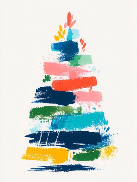 Abstrakter bunter Weihnachtsbaum im modernen Malstil von But First Framing