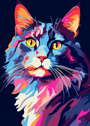 Kat dier WPAP Pop Art kleurenstijl