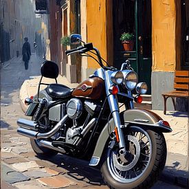 Harley vor einer Brasserie von DeVerviersBelgium