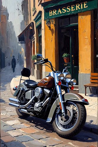 Harley voor een brasserie