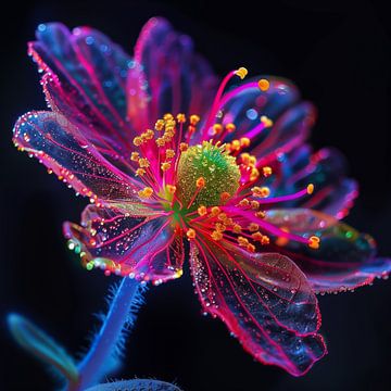 Neon bloem macrofotografie van TheXclusive Art