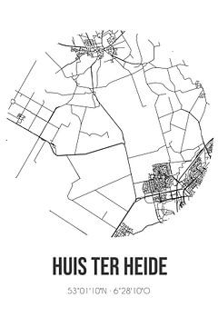 Huis ter Heide (Drenthe) | Landkaart | Zwart-wit van MijnStadsPoster