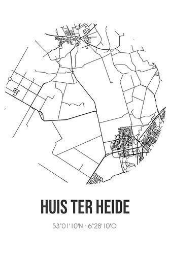 Huis ter Heide (Drenthe) | Karte | Schwarz und Weiß