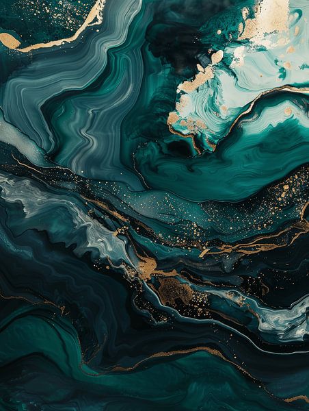 Modern abstract in green and gold by Studio Allee