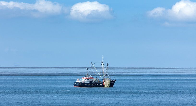 Shrimp fisherman on the Wadden Sea. by Hennnie Keeris