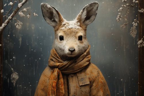 Hare in a winter landscape by Carla Van Iersel